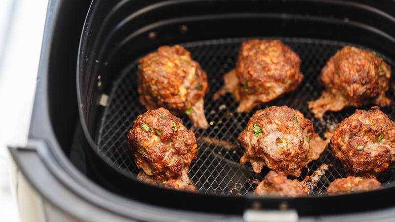 Cooked meatballs in air fryer