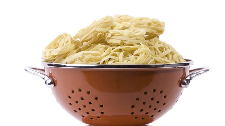 Pasta in a colander