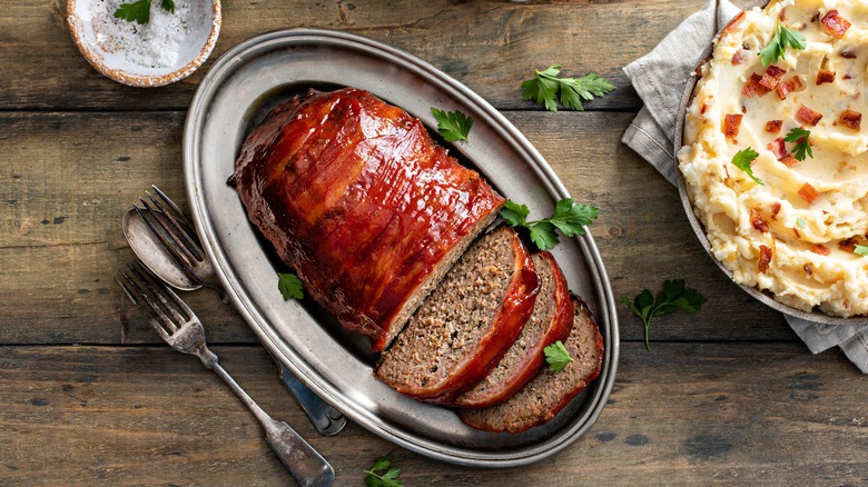 glazed meatloaf on table