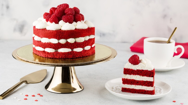 Raspberry cake layers