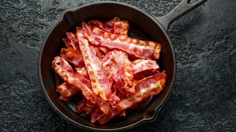 cooked bacon in a skillet