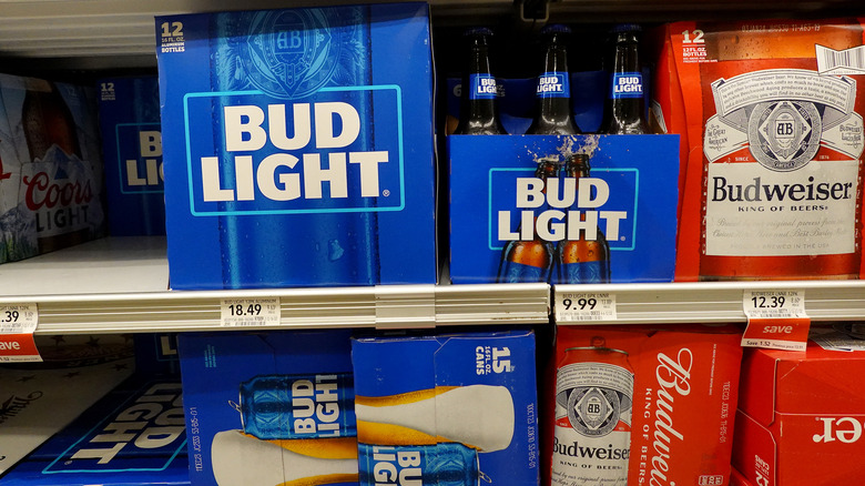 Stocked shelves with bud light 