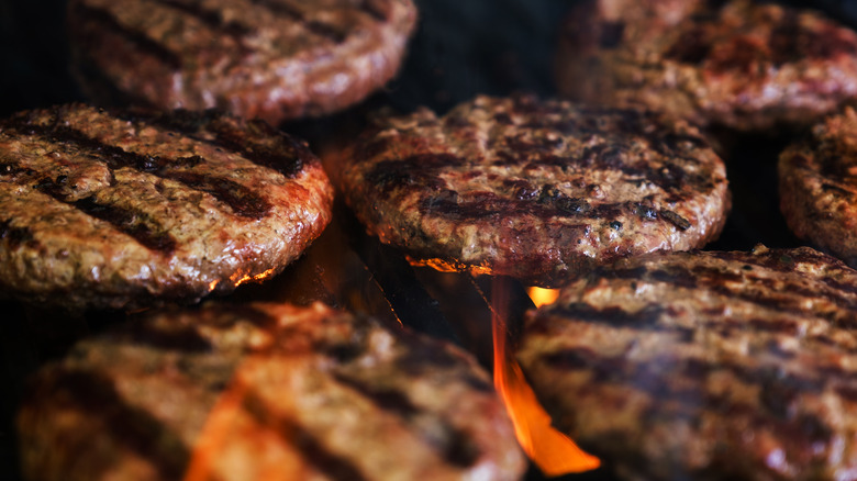 Burgers on a grill