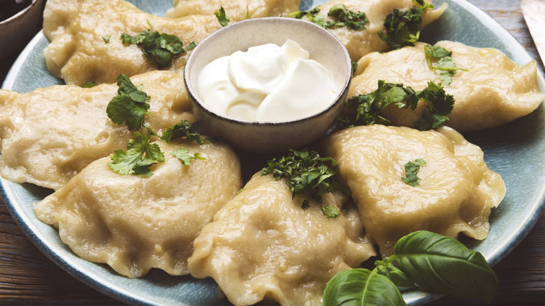 Pierogi stuffed with mashed potato