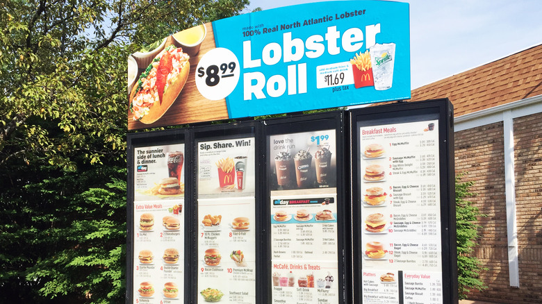 mcdonalds drive thru menu advertising lobster roll