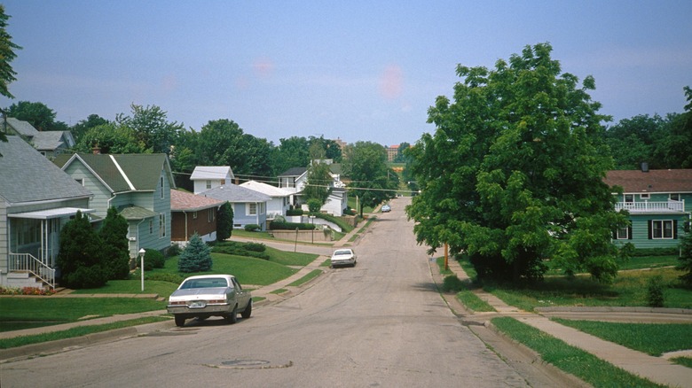residential street in the 1980s