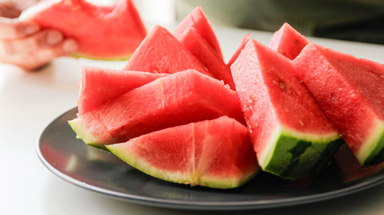 sliced watermelon on a plate