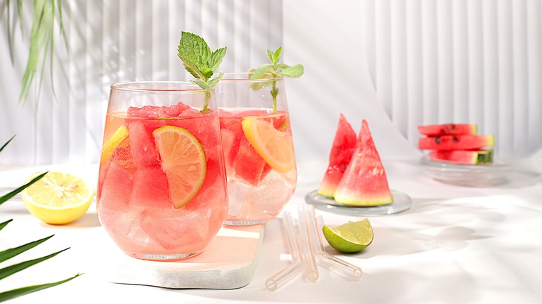 watermelon cocktail with mint