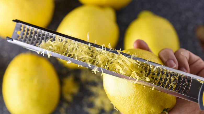 Lemon zest on a microplane