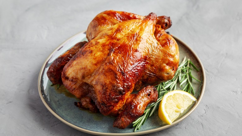 rotisserie chicken on plate