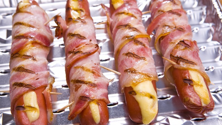 Bacon wrapped hot dog