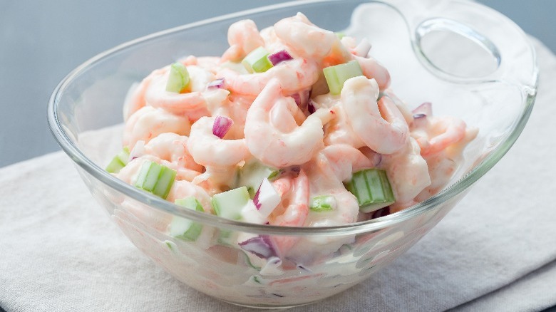 Shrimp salad in bowl