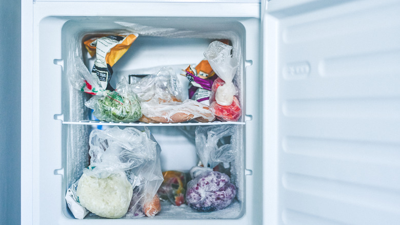 Freezer full of frozen food