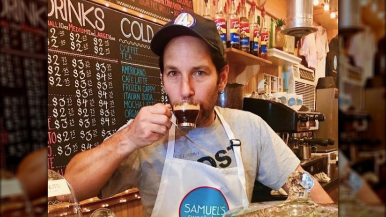 Paul Rudd sipping espresso