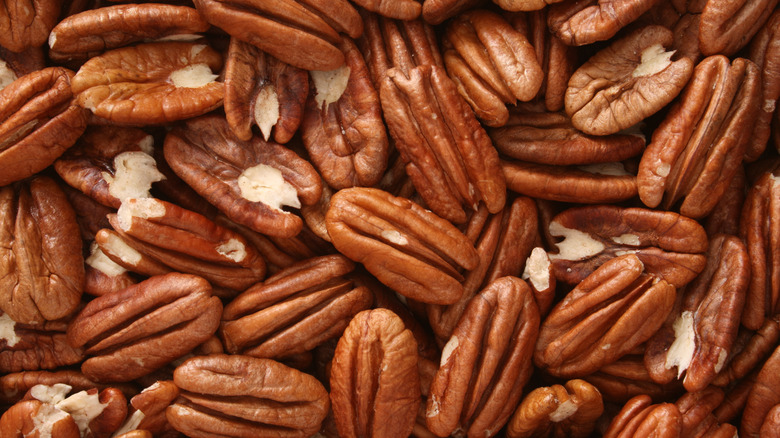 Overhead view of pecan halves