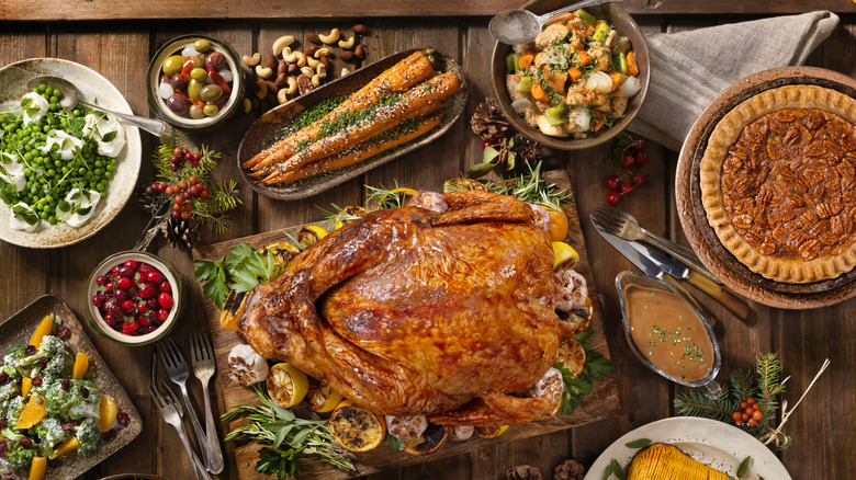 Thanksgiving meal spread