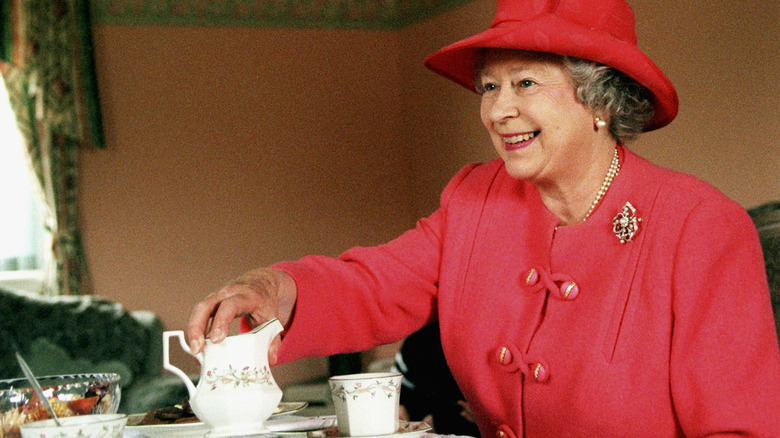 Queen Elizabeth having tea