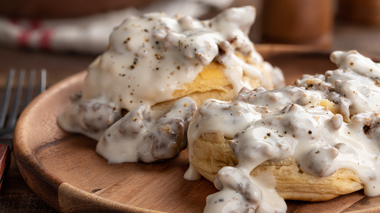 biscuits topped with gravy