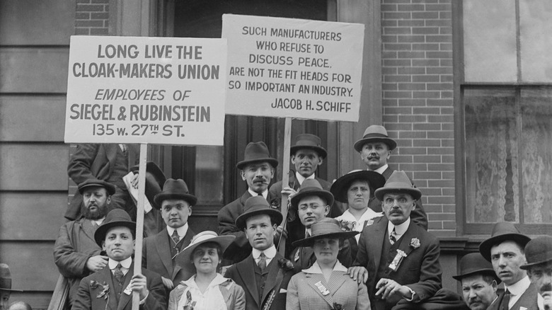 Labor organizers standing outside in 1916