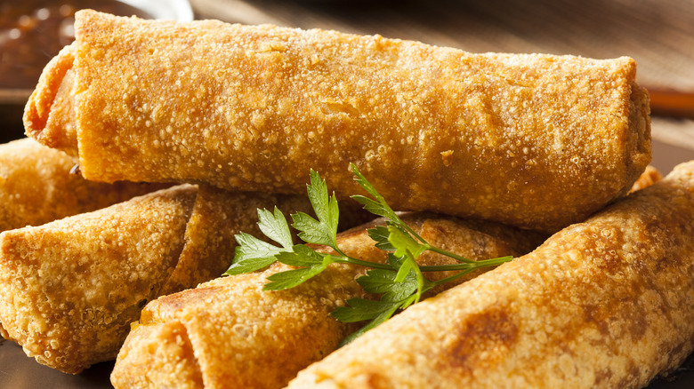 Plate of egg rolls