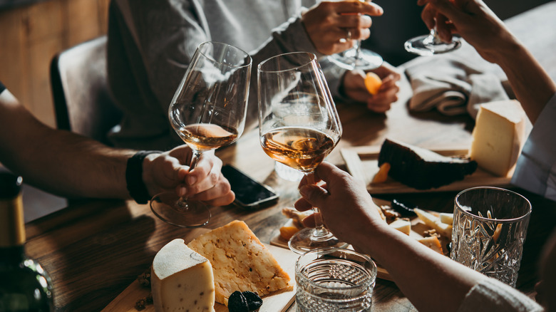 Enjoying orange wines and cheese