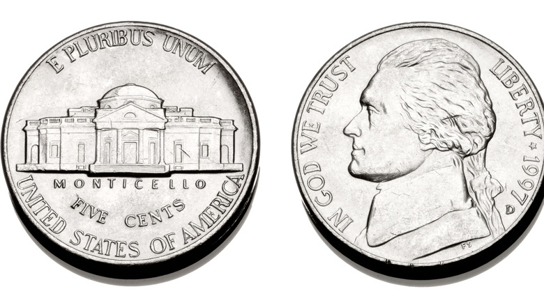 Front and back of a nickel