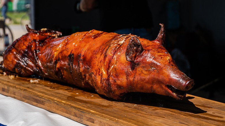 Whole roasted pig