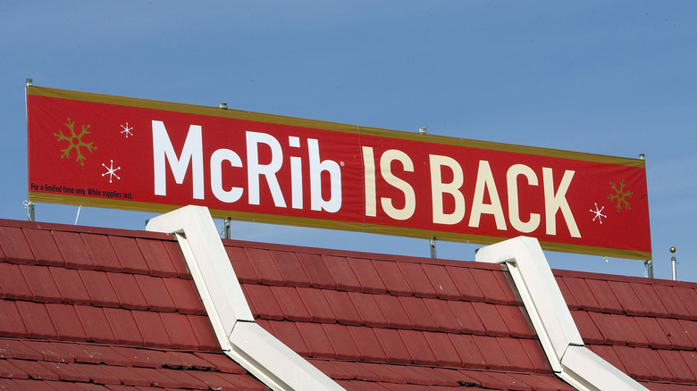 McDonald's sign saying "McRib is back"