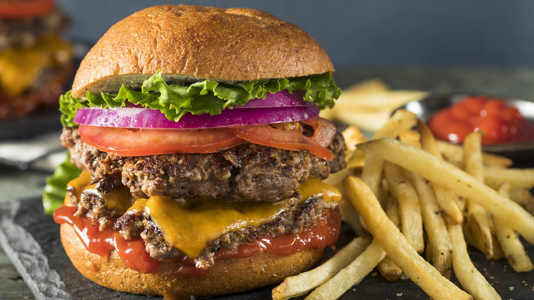 homemade smash burger and fries