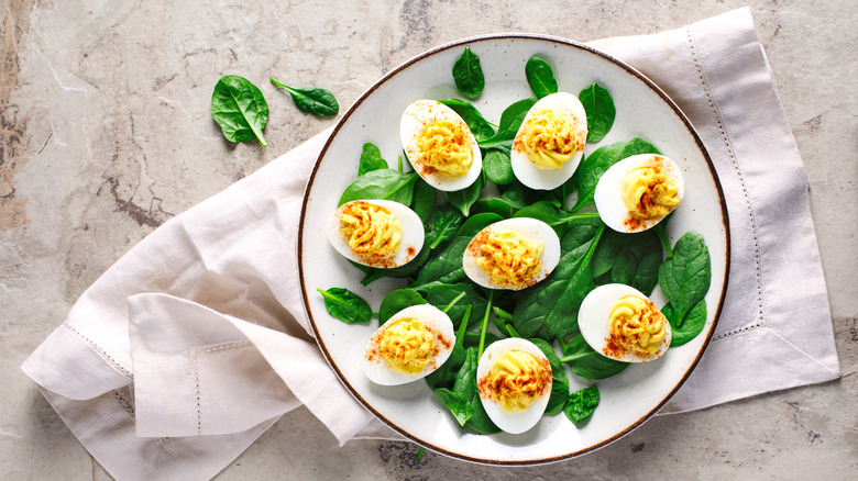 birdseye of deviled eggs 