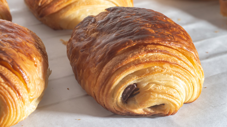 Chocolate croissants rise