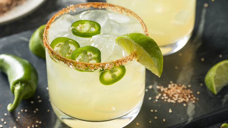 Spicy margarita with spicy pepper