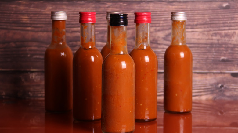 Variety of different hot sauces