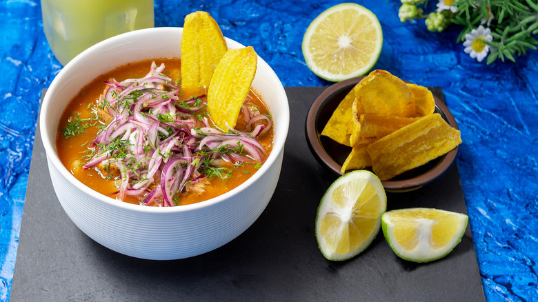 Plantain chips with salsa