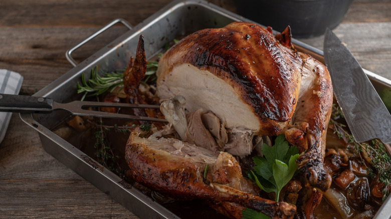 Turkey on a broiler pan
