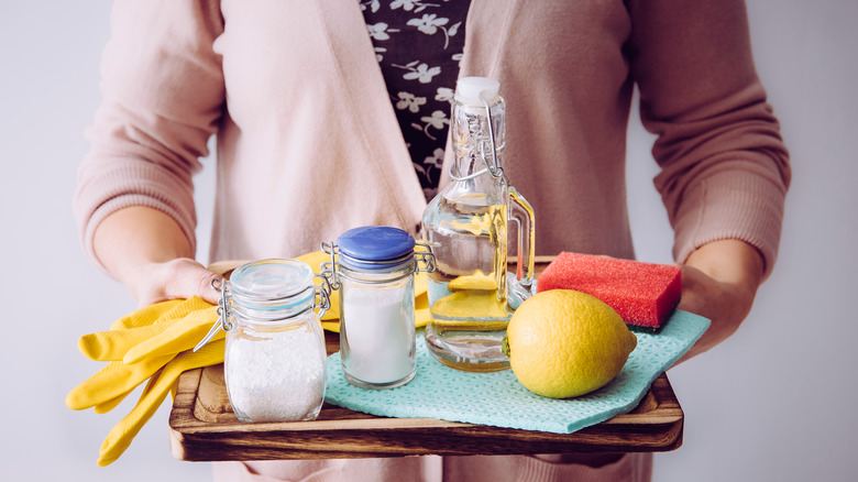 Baking soda, vinegar, and lemon juice 