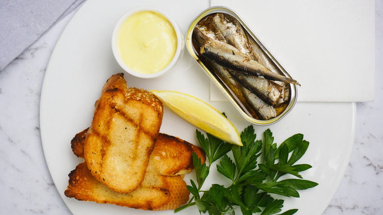 Tinned sardines with toast and aioli