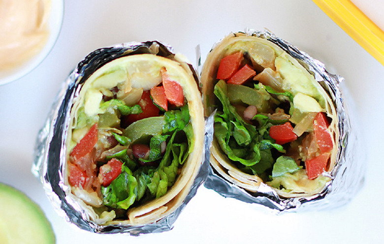 Avocado Black Bean Burrito with Spicy Vegan Chipotle Dressing