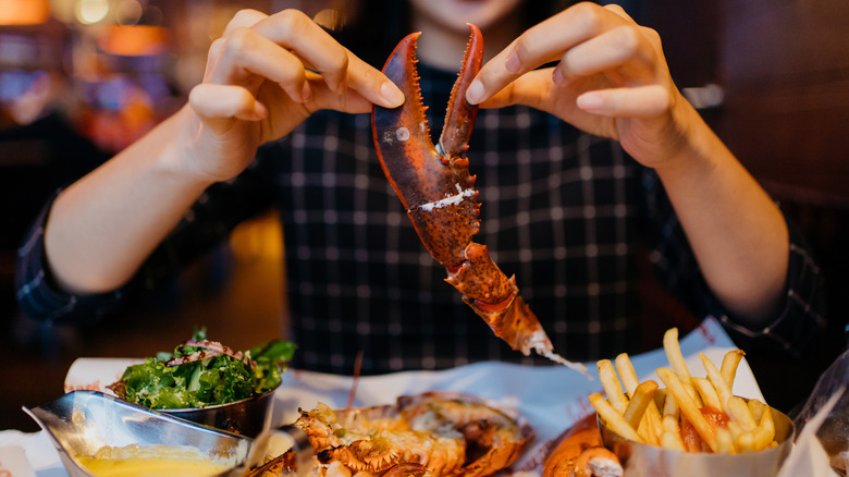 Person holding lobster claw