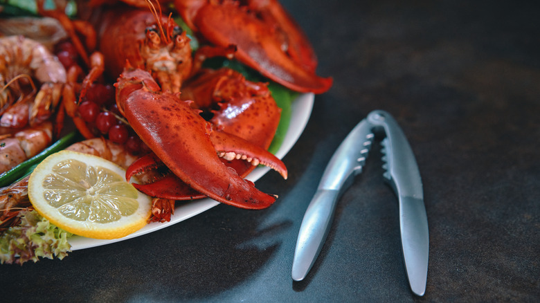 Whole lobster with lobster cracker