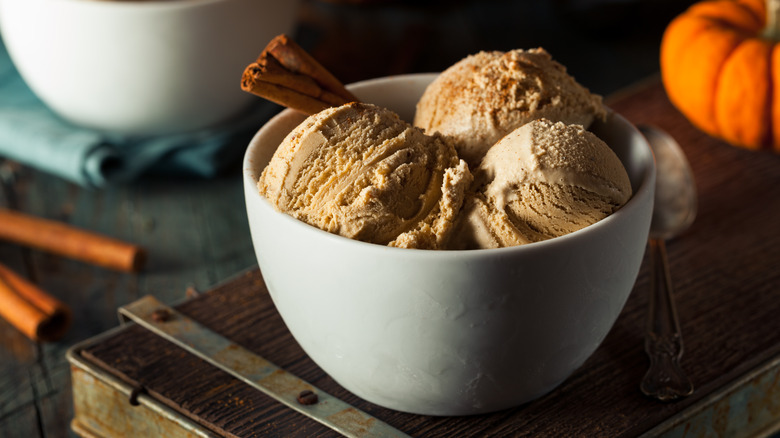 Pumpkin ice cream with cinnamon