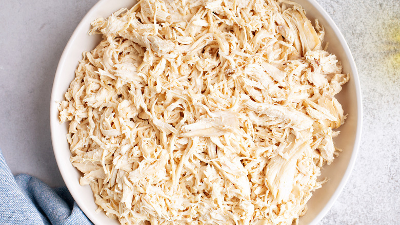 Bowl of shredded chicken