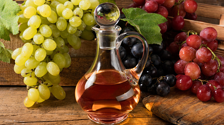 wine vinegar with grapes