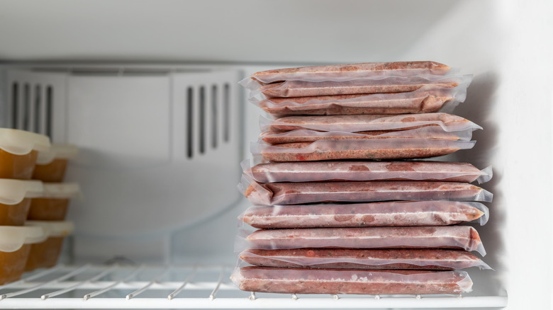 Ground meat in freezer