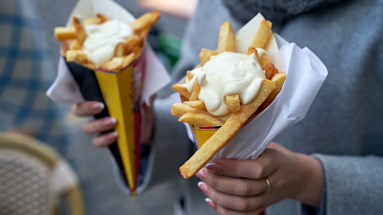 Mayonnaise on French fries