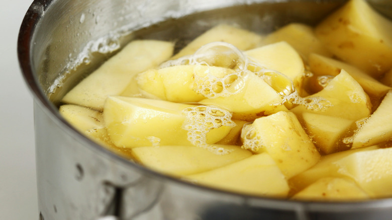 potatoes in boiling water