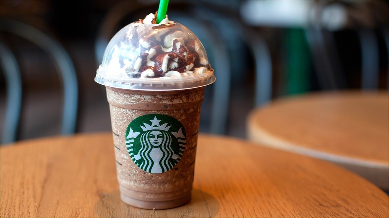 Starbucks Grande Mocha Frappuccino on table