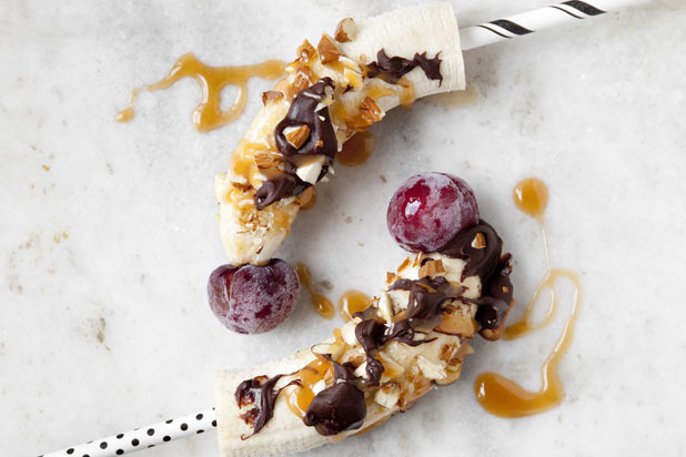 Frozen Grape and Banana Skewers with Chocolate Drizzle Recipe