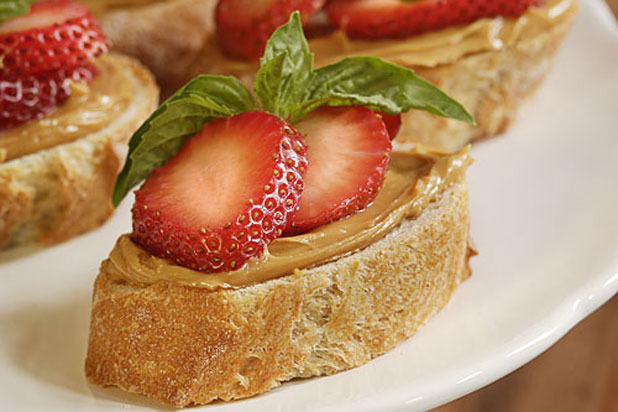 Peanut Butter, Strawberry, and Basil Sandwich