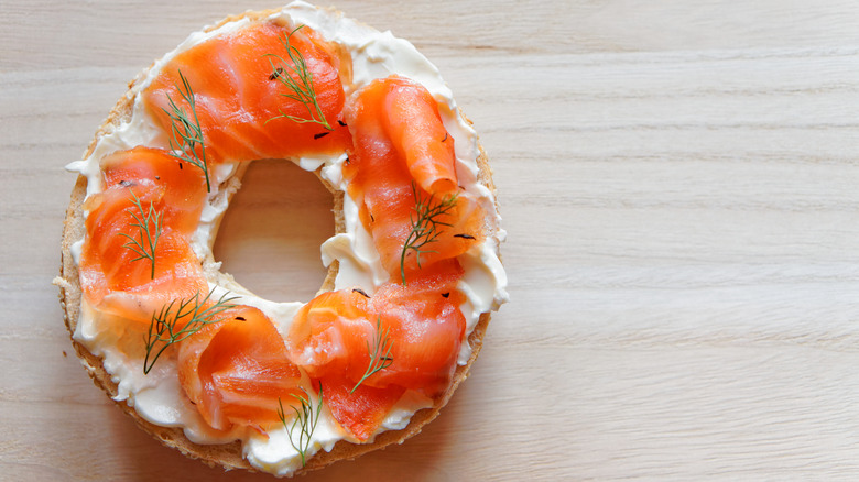 Bagel with cream cheese and lox 